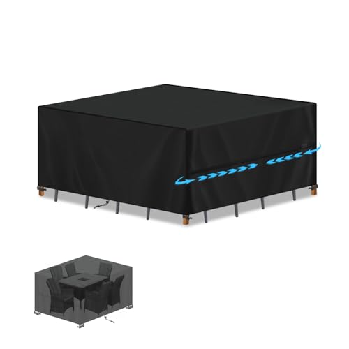 SIMPHAUS Abdeckung für Gartenmöbel Abdeckung UV Beständig 420D Oxford Gewebe Tischabdeckung Outdoor Wetterfest,Abdeckhaube Gartenmöbel für Gartentische,Balkonmöbel Abdeckung 150x130x75cm von SIMPHAUS