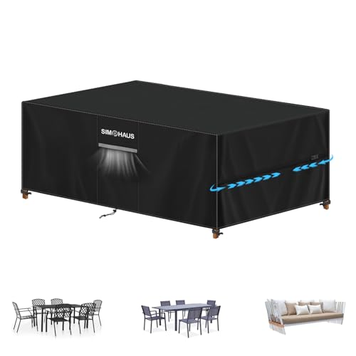 SIMPHAUS Abdeckung für Gartenmöbel Wasserdicht,420D Oxford Gewebe Tischabdeckung Outdoor Wetterfest Schutzhülle Lounge Gartenmöbel Abdeckung für Tisch,Terrassenmöbel,Balkonabdeckung 200x80x75cm von SIMPHAUS