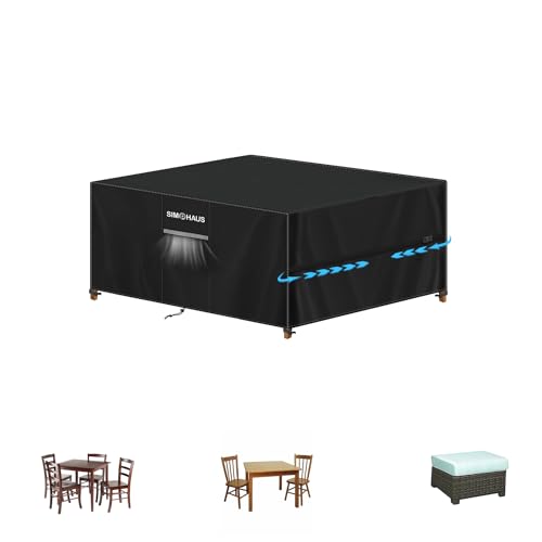 SIMPHAUS Abdeckung Gartenmöbel Winterfest Abdeckungen für Gartenmöbel Wasserdicht 420D Oxford Gewebe Schutzhülle Gartenmöbel Plane für Gartenmöbel,Gartentische Terrassenmöbel,Balkontisch 100x80x80cm von SIMPHAUS