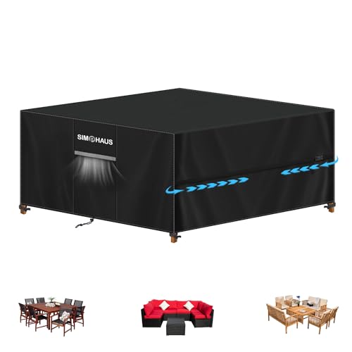 SIMPHAUS Gartenmöbel Abdeckung Gartenlounge Abdeckung Loungemöbel Plane Gartenmöbel Wasserdicht Abdeckung Sitzgruppe Hülle Gartentisch UV-Beständiges 420D Oxford Gewebe 220x220x90cm von SIMPHAUS