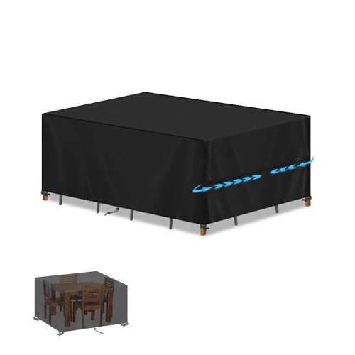 SIMPHAUS Gartenmöbel Abdeckung Wasserdicht 120x60x75cm Abdeckplane Gartenmöbel Anti-UV 420D Oxford Schutzhülle für Polyrattan Relax Gartenmöbel Set,Tisch,Gartenlounge Sofa,Balkonmöbel Sitzgruppe von SIMPHAUS