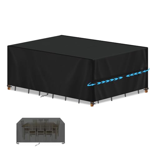 SIMPHAUS Gartenmöbel Abdeckung Wasserdicht 220x100x75cm, 420D Oxford Gewebe Abdeckplane Gartenmöbel Schutzhülle für Gartentisch, Sofas, Balkonmöbel, Rattanmöbel, Anti-UV Loungemöbel Abdeckung von SIMPHAUS