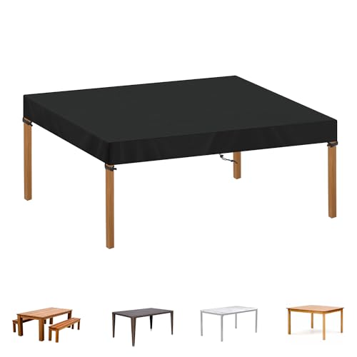 SIMPHAUS Plane Gartentisch Abdeckung Tischplane Draußen Regenhülle Tischplatte Abdeckung Outdoor Wetterfest Wasserdicht UV-Beständiges 420D Oxford Gewebe Schutz Outdoor Möbel 140x90x15cm von SIMPHAUS