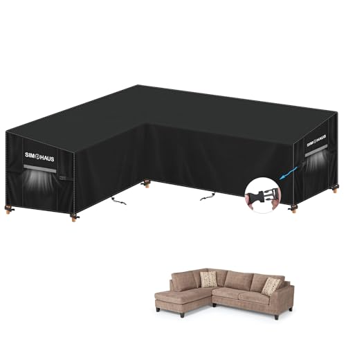 SIMPHAUS Schutzhülle für Loungemöbel L Form,Ecksofa Abdeckplane Loungemöbel L Form Abdeckung Ecksofa Outdoor Gartenmöbel Abdeckung Wasserdicht Winddicht Anti UV 420D Oxford Gewebe 180x240x90x80/60cm von SIMPHAUS