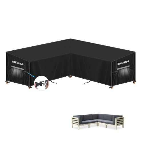 SIMPHAUS Schutzhüllen für Loungemöbel V-Form Schutzhülle für Gartenmöbel Abdeckung Lounge Möbel Outdoor Abdeckung Sofa Winterfest Wasserdicht Winddicht 420D Oxford Gewebe 215x215x90x80/60cm von SIMPHAUS