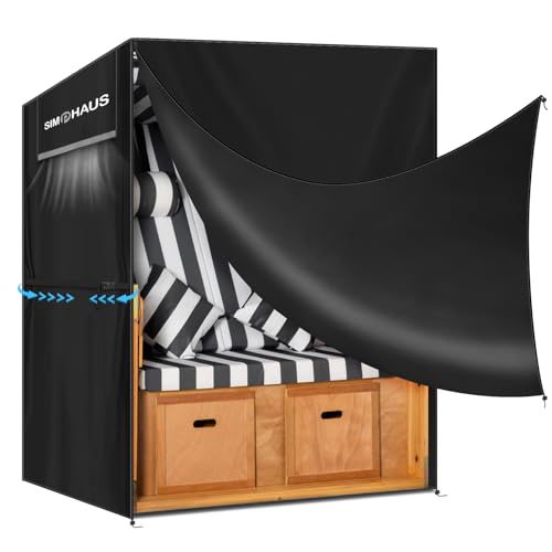 SIMPHAUS Strandkorb Schutzhülle Winterfest 135x100x165/150,420D Oxford Gewebe Abdeckung Strandkorb Hülle Strandkorb Winterfest Atmungsaktiv Abdeckhaube für Strandkörbe Wasserdicht Strandschutzhaube SIMPHAUS Strandkorb Schutzhülle Winterfest 135x100x165/150,420D Oxford Gewebe Abdeckung Strandkorb Hülle Strandkorb Winterfest Atmungsaktiv Abdeckhaube für Strandkörbe Wasserdicht Strandschutzhaube von SIMPHAUS