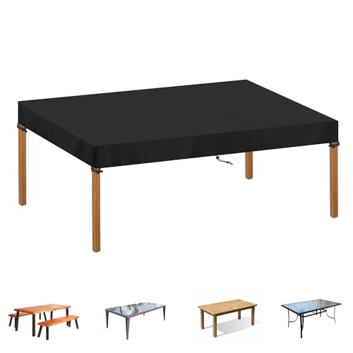 SIMPHAUS Tischplattenabdeckung 150x100x15cm Abdeckplane Gartentisch Abdeckung Terrassenmöbel Abdeckung Gartenmöbel Winterfest Gartenmöbel Plane Wasserdicht Reißfest 420D Oxford Gewebe von SIMPHAUS