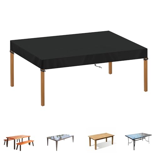 SIMPHAUS Tischplattenabdeckung 150x80x15cm Abdeckplane Gartentisch Abdeckung Terrassenmöbel Abdeckung Gartenmöbel Winterfest Gartenmöbel Plane Wasserdicht Reißfest 420D Oxford Gewebe von SIMPHAUS