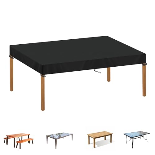 SIMPHAUS Tischplattenabdeckung 150x90x15cm Abdeckplane Gartentisch Abdeckung Terrassenmöbel Abdeckung Gartenmöbel Winterfest Gartenmöbel Plane Wasserdicht Reißfest 420D Oxford Gewebe von SIMPHAUS