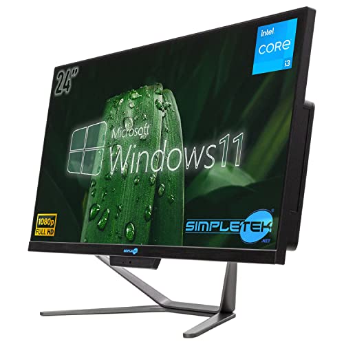 All in One Core i3 Windows 11 Pro 24" FHD | 16GB RAM SSD 240GB + 2TB | Integrierte Webcam WiFi5 | Fixed Desktop Aio Büro Home Schule - Simpletek von SIMPLETEK