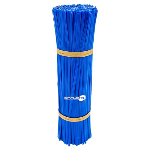 SIMPLETEK - 1000 x Kabelbinder aus Kunststoff blau 20 cm mit Aluminiumdraht Bindedraht gemustert | 1000 Stück von SIMPLETEK