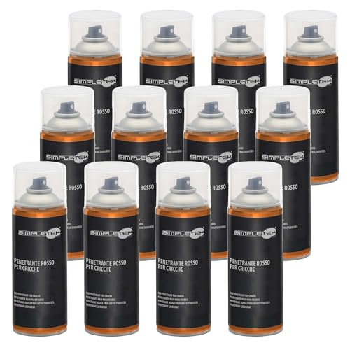 SIMPLETEK - 12 x Spraydose Penetrationslack Detektor rot für Seilwinden Spalten Schweißnägel 400 ml (12 Stück) von SIMPLETEK