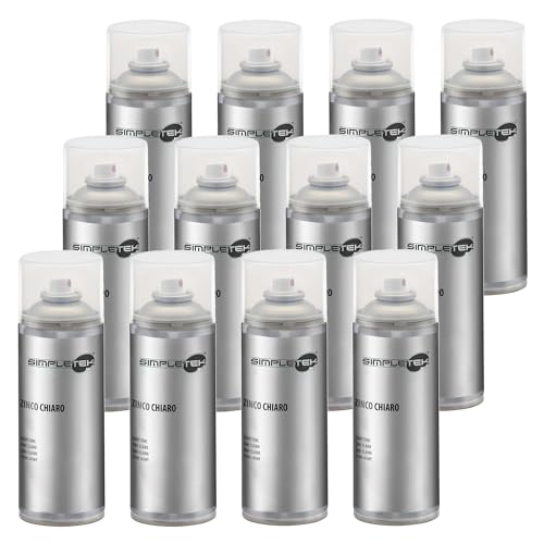 SIMPLETEK - 12 x Spraydose Zinklack hell kalt für galvanische Metalle schützt vor Oxidation 400 ml (12 Stück) von SIMPLETEK