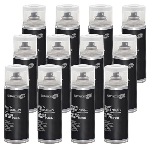 SIMPLETEK - 12 x Spraydosen Lackspray Lack Keramik Effekt Weiß Porzellan für Heizkörper Heizkörper Bad WC 400 ml V400POR (Set mit 12 Stück) von SIMPLETEK