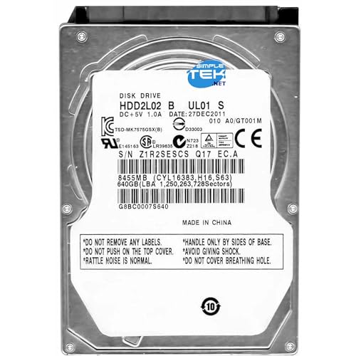 SIMPLETEK - 2,5" SATA 640GB Festplatte | 5400RPM, 8MB Cache | Notebook und PC (Generalüberholt) von SIMPLETEK
