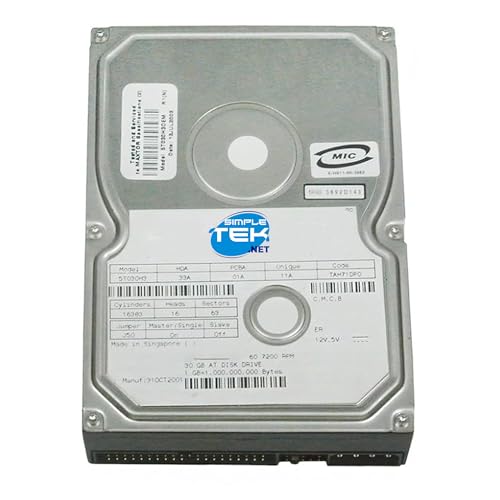 SIMPLETEK - 30 GB HDD Interne Festplatte 5T030H3 3,5 Zoll IDE PATA EIDE kompatibel mit Windows 98/2000 (Generalüberholt) von SIMPLETEK