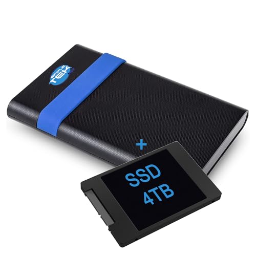 SIMPLETEK - 4TB SATA III SSD Festplatte + 2,5" Externes Gehäuse USB 3.2 Gen1 GS-15U3, Kabel 20cm, 6Gbps von SIMPLETEK