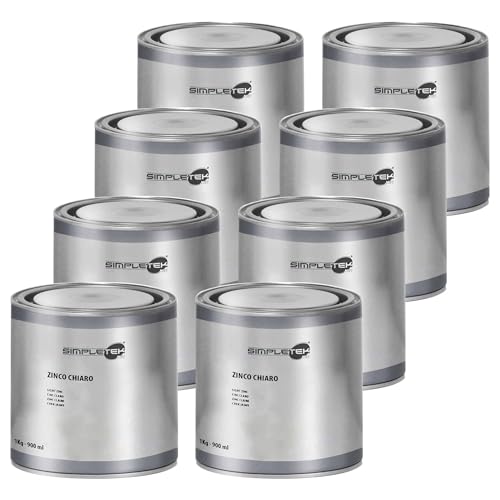 SIMPLETEK - 8 x Dose 1 kg Zinklack schützt vor Oxidation Korrosionsschutz Lackierung Galvanik 900 ml (8 Stück) von SIMPLETEK