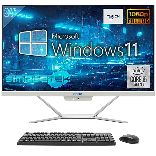 SIMPLETEK - All in One 24" Full HD Touch Core i5 10th GEN | Windows 11 | 4GB RAM - SSD 120GB | Integrierte 2K Webcam WiFi HDMI Serial RS232 von SIMPLETEK