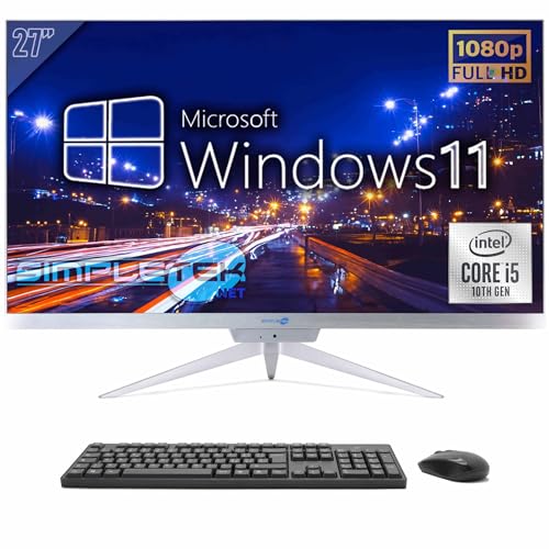 SIMPLETEK - All in One 27" Full HD PC | Core i5 10. Generation | Windows 11 | 4GB RAM SSD 240GB | Integrierte 2K Webcam | HDMI Serial RS232 von SIMPLETEK