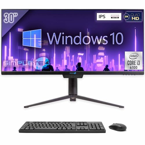 SIMPLETEK All in One 30" 2K UltraWide i3 Windows 10 Pro | 16GB RAM 480GB SSD | Wifi 6 + Bluetooth 5.2 und Webcam | Mit drehbarer und neigbarer Basis von SIMPLETEK