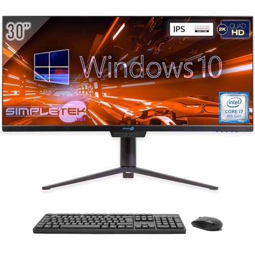 SIMPLETEK All in One 30" 2K UltraWide | i7 8th | Windows 10 Pro | 16GB RAM 960GB SSD | Wifi 6 + Bluetooth 5.2 und Webcam | Mit drehbarer und neigbarer Basis von SIMPLETEK
