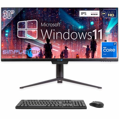 SIMPLETEK All in One 30" 2K UltraWide i7 Windows 11 Pro | 16GB RAM 480GB SSD | Wifi 6 + Bluetooth 5.2 und Webcam | Mit drehbarer und neigbarer Basis von SIMPLETEK