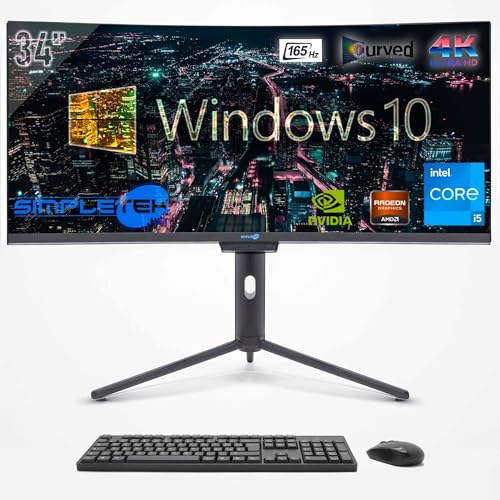 SIMPLETEK All in One 34" i3 4K Curvo 165Hz | Windows 10 Pro | GTX1650 4GB | 16GB RAM SSD 480GB | Integrierte Webcam 2K | Aio Gaming Computer | WiFi6 | BT 5.2 von SIMPLETEK