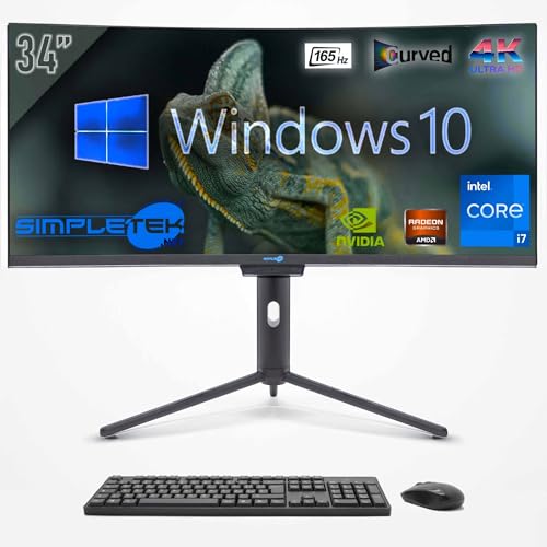 SIMPLETEK All in One 34" i7 4K Curvo 165Hz | Windows 10 Pro | GTX1660 6GB | 16GB RAM SSD 2TB | Integrierte Webcam 2K | Aio Gaming Computer | WiFi6 | BT 5.2 von SIMPLETEK