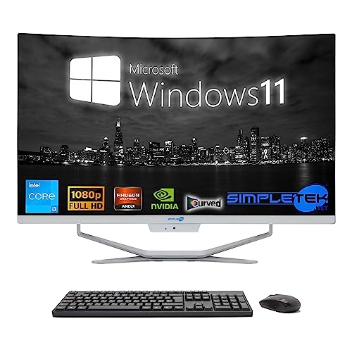 SIMPLETEK All in One Computer 27" Curved | Prozessor Intel i3 10 Gen | Grafikkarte GT730 4GB | Windows 11 | 16GB RAM 960GB SSD | Ideal für Arbeit, Grafik von SIMPLETEK