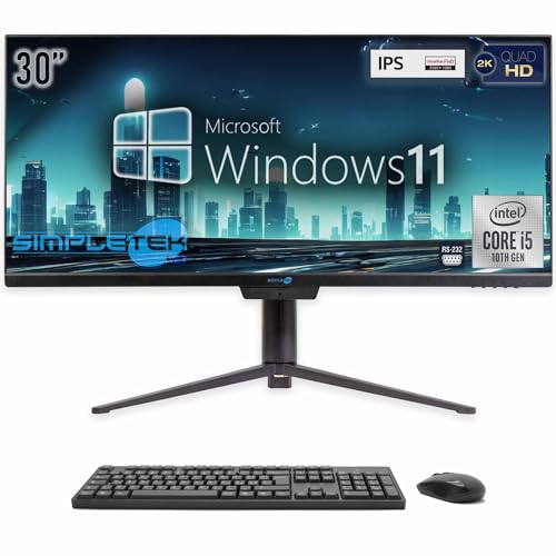 SIMPLETEK - All in One Computer 30" 2K Curvo | i5 10. Generation | Windows 11 | 4GB RAM | SSD 120GB | Integrierte Webcam 5 MP | WiFi 6 und BT 5.2 | Grafik-Gaming von SIMPLETEK