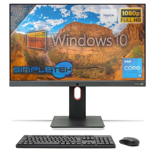 SIMPLETEK - All-in-One Computer Touchscreen 24" FHD Core i5 | Windows 10 Pro 8GB RAM und 240GB SSD | Touch Aio PC mit integrierter Webcam von SIMPLETEK