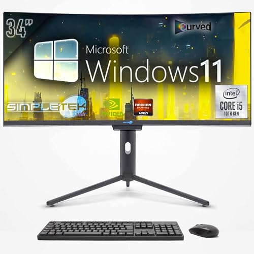 SIMPLETEK - All in One PC 34" Curvo FHD | i5 10. Generation | Windows 11 Pro | 32GB RAM | 2TB SSD | Integrierte Webcam 5MP | WiFi6 und BT 5.2 von SIMPLETEK