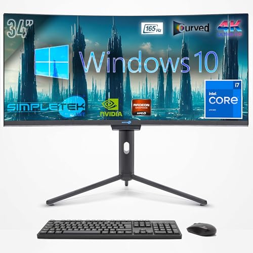 SIMPLETEK - All in One PC mit 34" 4K Wide Curved Bildschirm | Core i7 Prozessor | Windows 10 Pro | 64GB RAM SSD 4TB | RTX4060 8GB | Integrierte 2K Webcam von SIMPLETEK