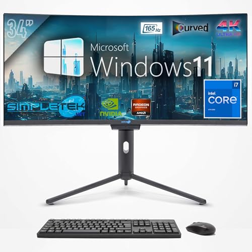 SIMPLETEK - All in One PC mit 34" 4K Wide Curved Bildschirm | Core i7 Prozessor | Windows 11 Pro | 64GB RAM SSD 4TB | RTX4060 8GB | Integrierte 2K Webcam von SIMPLETEK