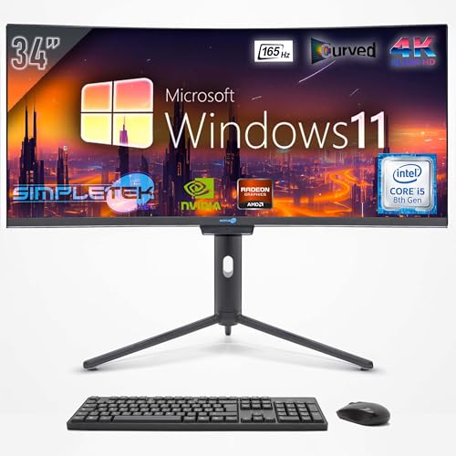 SIMPLETEK - All in One PC mit 34" 4K Wide Curved Bildschirm | Intel Core i5 Prozessor | Windows 11 Pro | 16GB RAM SSD 960GB | GTX1650 4GB | Integrierte 2K Webcam von SIMPLETEK