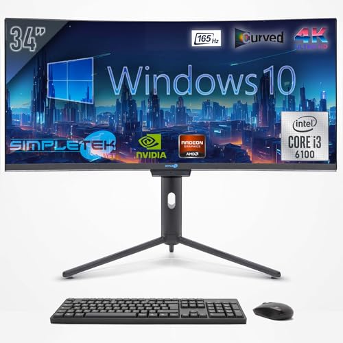 SIMPLETEK - All in One PC mit 37" 4K Wide Curved Bildschirm | Core i3 3.70GHz Windows 10 Pro | 16GB RAM SSD 240GB GTX 1650 4GB GDDR6 | Integrierte 2K Webcam von SIMPLETEK