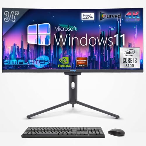 SIMPLETEK - All in One PC mit 37" 4K Wide Curved Bildschirm | Core i3 Prozessor | Windows 11 Pro | 8GB RAM SSD 120GB | GT730 4GB | Integrierte 2K Webcam von SIMPLETEK
