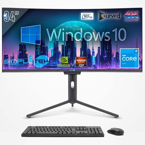 SIMPLETEK - All in One PC mit 37" 4K Wide Curved Bildschirm | Core i5 Prozessor | Windows 10 Pro | 4GB RAM SSD 120GB | GT710 1GB | Integrierte 2K Webcam von SIMPLETEK