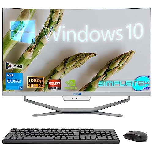 SIMPLETEK - All in One PC mit gebogenem 24" Core i5 Bildschirm | Windows 10 Pro | 16GB RAM SSD 240GB | Ideal für Büro, Schule, Zuhause von SIMPLETEK