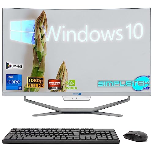 SIMPLETEK - All in One PC mit gebogenem 24" Core i7 Bildschirm | Windows 10 Pro | 16GB RAM SSD 240GB | Ideal für Büro, Schule, Zuhause von SIMPLETEK