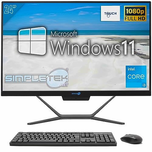 SIMPLETEK - All in One Touch 24" PC | Core i3 | Windows 11 Pro | 16GB RAM SSD 960GB | 2K Webcam | Touchscreen Bildschirm von SIMPLETEK