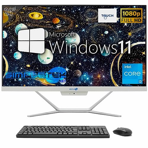 SIMPLETEK - All in One Touch 24" PC | Core i3 | Windows 11 Pro | 8GB RAM SSD 240GB | 2K Webcam | Touchscreen Bildschirm von SIMPLETEK