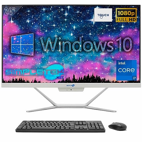 SIMPLETEK - All in One Touch 24" PC | Core i7 | Windows 10 Pro | 16GB RAM SSD 2TB | 2K Webcam | Touchscreen Bildschirm von SIMPLETEK