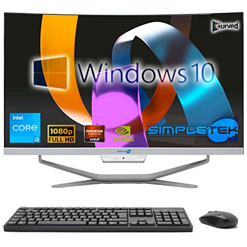 SIMPLETEK - All in One i3 10° Gen AiO 24" Windows 10 Pro 16GB SSD 240GB mit GPU GT730 4GB WiFi6 + BT 5.2 + Webcam | Ideal zum Bearbeiten / Gaming von SIMPLETEK