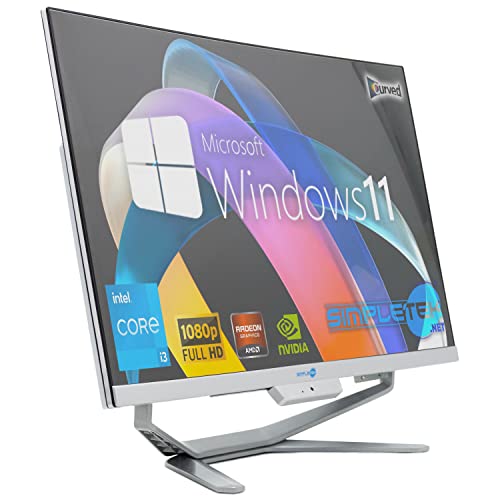 SIMPLETEK - All in One i3 10° Gen AiO 24" Windows 11 Pro 16GB SSD 240GB mit GPU RX550 4GB WiFi6 + BT 5.2 + Webcam | Ideal zum Bearbeiten / Gaming von SIMPLETEK