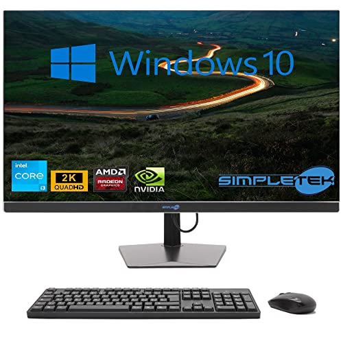 SIMPLETEK - All in One i3 10° Gen AiO 2K 27" Windows 10 Pro 16GB SSD 240GB GPU RX550 4GB WiFi6 + BT 5.2 + Webcam | Ideal zum Bearbeiten / Gaming von SIMPLETEK