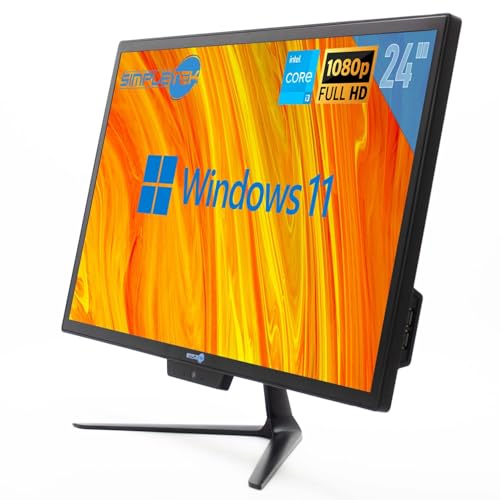 SIMPLETEK - All-in-One i3 24" 16GB 2TB SSD + 4TB SSD Full HD Windows 11 Pro mit kabelloser Maus und Tastatur | Wifi + Bluetooth | Integrierte Webcam von SIMPLETEK