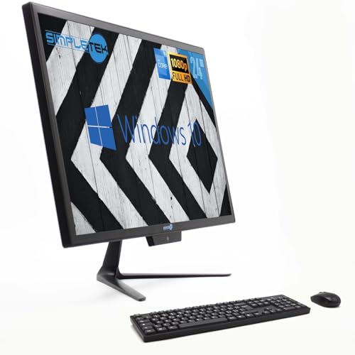 SIMPLETEK - All-in-One i5 24" 16GB 2TB SSD + 4TB SSD Full HD Windows 11 Pro mit kabelloser Maus und Tastatur | Wifi + Bluetooth | Integrierte Webcam von SIMPLETEK
