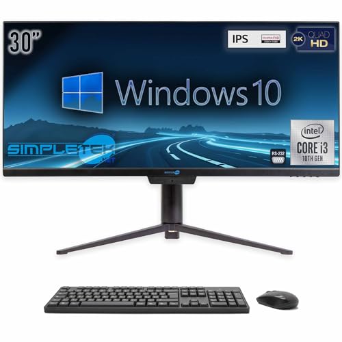 SIMPLETEK - Computer All in One 30" Curved 2K Bildschirm | Core i3 10. Generation | 16GB RAM | SSD 960GB | Integrierte Webcam 5 MP | WiFi 6 und BT 5.2 | Gaming, Grafik von SIMPLETEK